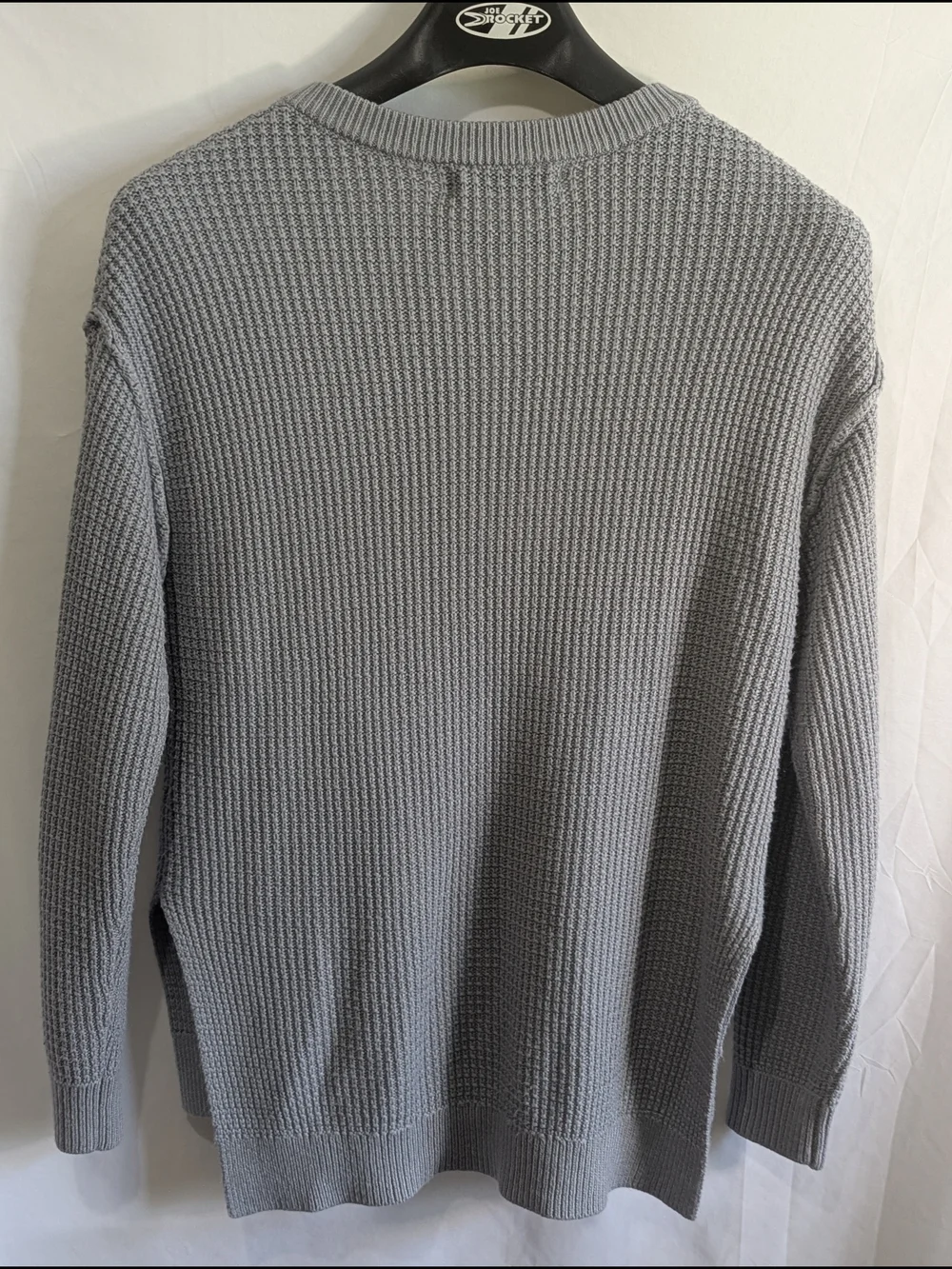 ZESICA Gray Waffle Knit Henley Sweater High Low Hem Side Slit Women's Small